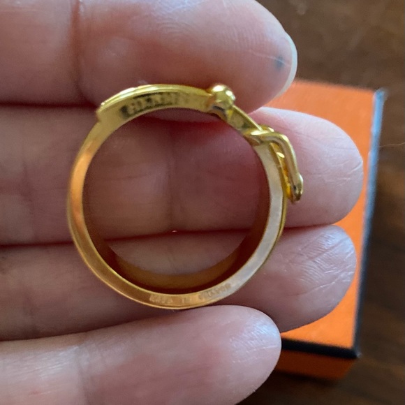 Authentic HERMES Gold Plated Belt Buckle Scarf Ring - Vintage - Picture 6 of 9